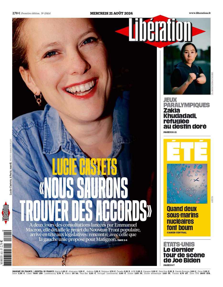 CastetsLucie's tweet photo. « Nous trouverons des accords sur nos sujets prioritaires comme l’abrogation de la réforme des retraites, le pouvoir d‘achat, l'écologie, les conditions de travail et la question des services publics. »

Mon entretien dans @libe https://t.co/QYwpvJ517F https://t.co/FcCdx8mGDj