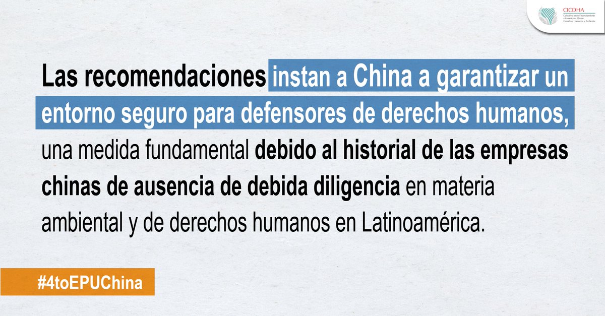 cedib_com's tweet photo. En este EPU, el #CICDHA contribuyó con información detallada sobre los impactos de las inversiones chinas en América Latina. Buscamos la implementación de estas recomendaciones aceptadas por China. #4toEPUChina
Descarga el Informe👇
https://t.co/1G7c6YZHk1 https://t.co/wUtjIkUwvb