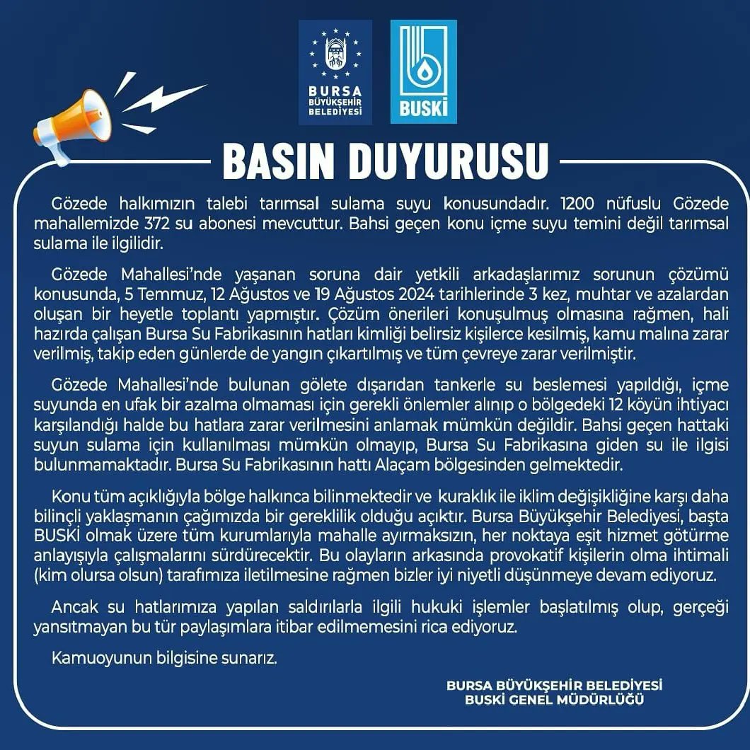 Basına ve kamuoyuna saygılarımızla duyurulur