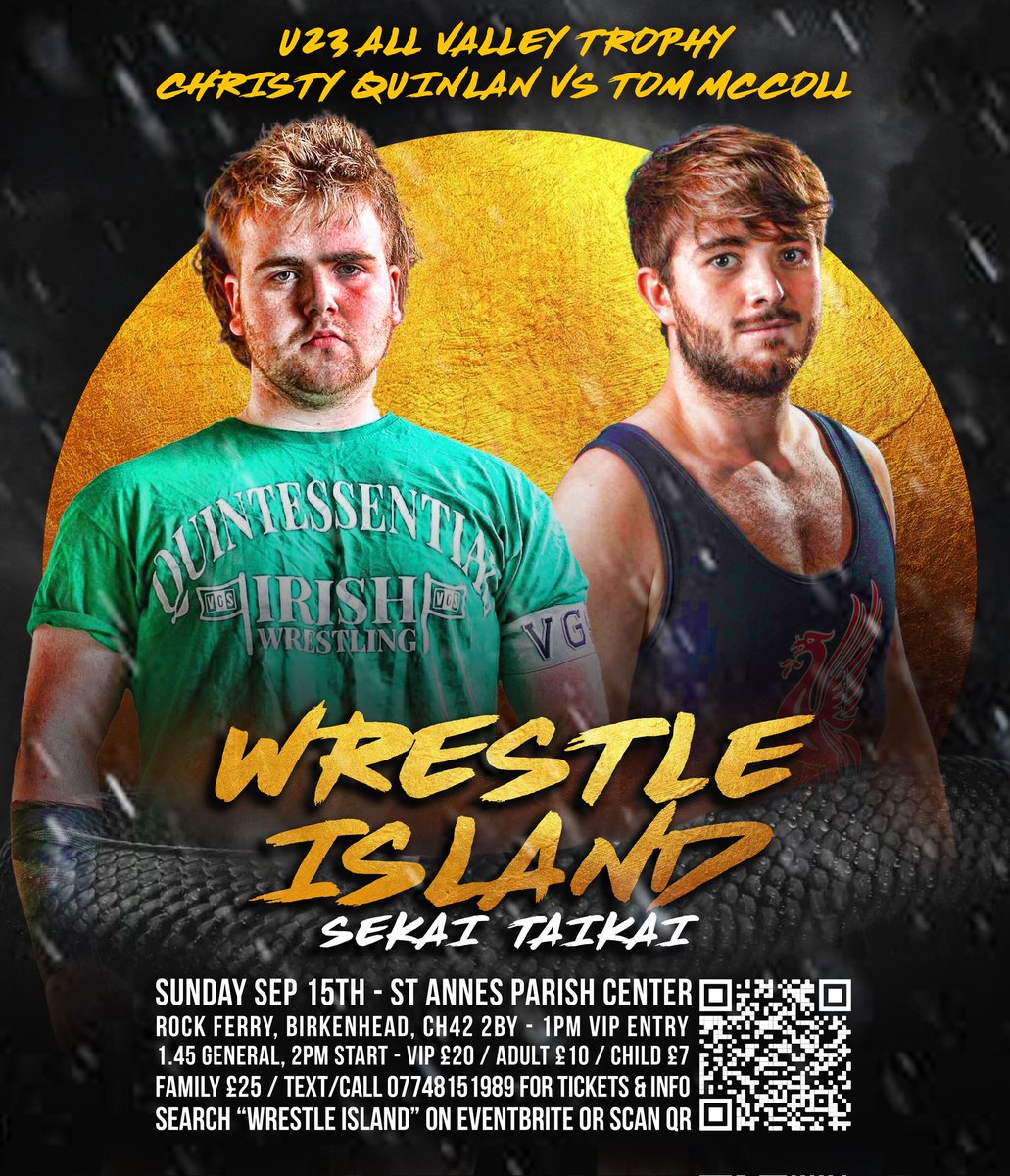 WRSTLEIsland's tweet photo. Set 15th 🏝️🔥
St Anne's Rock Ferry ⛪
Sekai Taika 🥋
https://t.co/iSzLqPy4k3 🎟️
3 Matches made 🔥 5 to come 💥
VIPs....sold out
General ... Adult £10/ Child £7/ Family £25
Affordable Wrestling suitable for all without compromising quality 🔥
#Rematch #AllValley #Titans #WI https://t.co/ZIkNTqYoLS