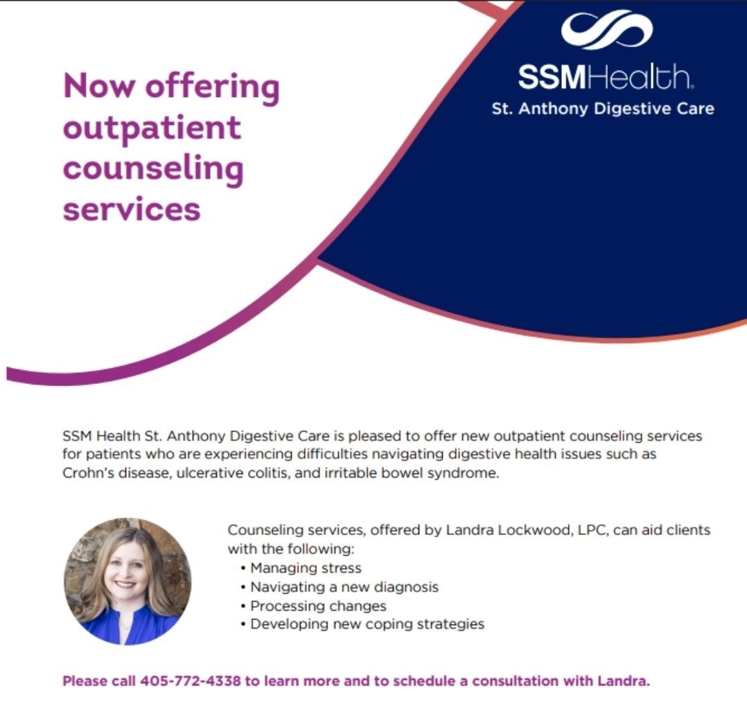We're excited to announce that Landra Lockwood, a licensed professional counselor, is joining SSM Health Digestive Care! Landra will be providing specialized mental health services to patients dealing with digestive disorders such as Crohn's disease, Colitis, and IBS, helping