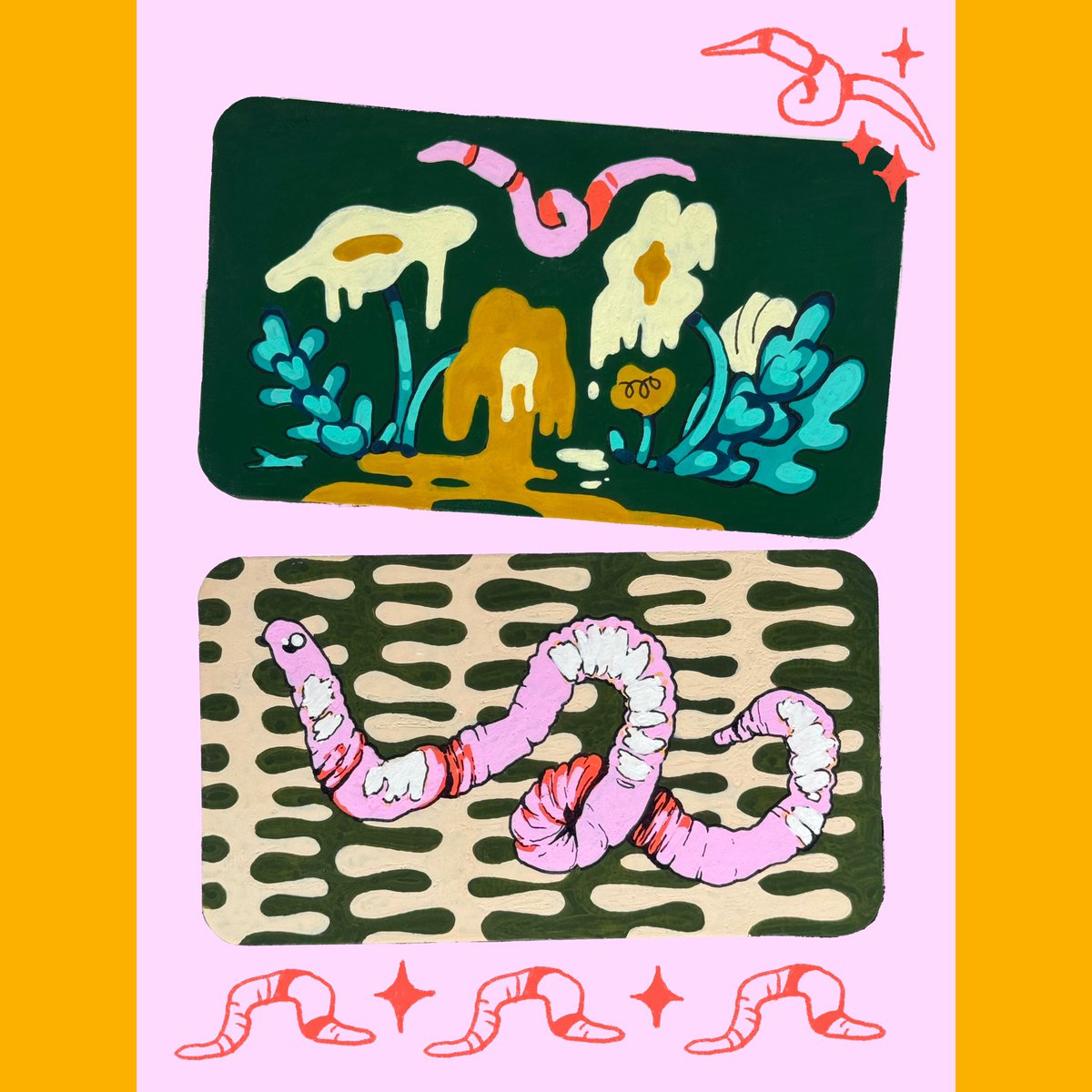 chaiteasashie's tweet photo. worm time!!! Drawn on outdated business cards 🪱 https://t.co/6pE1imFkGk