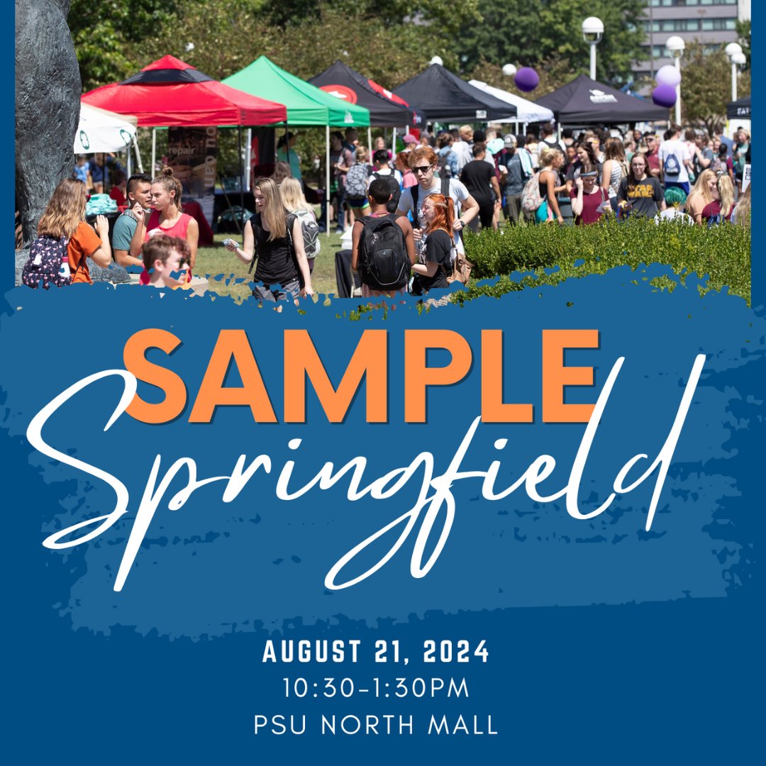 MO State Lead (@mostatelead) on Twitter photo ✨Explore what Springfield has to offer✨
Come by the PSU North Mall to check out Sample Springfield 2024. We will have free food, fun prizes, and local vendors from all over the Springfield area. Can't wait to see you all there!
<a href="/MissouriState/">Missouri State</a> 
<a href="/MSU_PSU/">Plaster Student Union</a> 
<a href="/MOStateOSE/">Student Engagement</a> ✨Explore what Springfield has to offer✨
Come by the PSU North Mall to check out Sample Springfield 2024. We will have free food, fun prizes, and local vendors from all over the Springfield area. Can't wait to see you all there!
<a href="/MissouriState/">Missouri State</a> 
<a href="/MSU_PSU/">Plaster Student Union</a> 
<a href="/MOStateOSE/">Student Engagement</a>