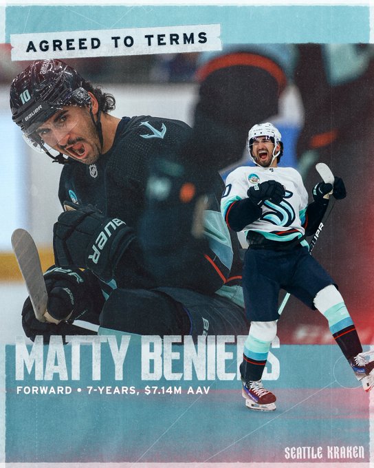 matty beniers agreed to terms graphic featuring images of matty celly photos
