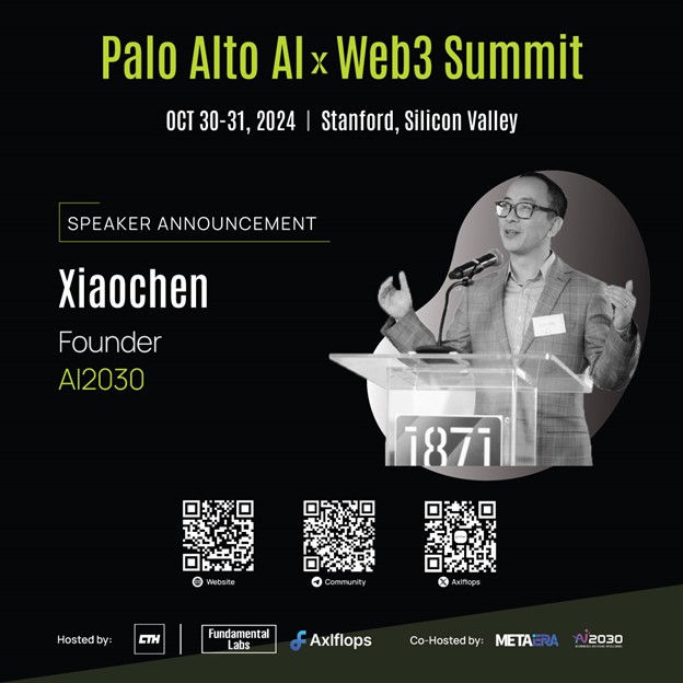 I will speake at the Palo Alto AI &amp; Web3 Summit 2024, scheduled to take place at the Stanford Faculty Club in Stanford, CA, on October 30-31, 2024. <a href="/FundamentalLabs/">Fundamental Labs</a>, <a href="/Axlflops/">Axlflops Network</a>) and co-hosted by <a href="/MetaEraHK/">MetaEra</a> and <a href="/AI2030Official/">AI2030</a>
Visit: aw3.ai for more information.