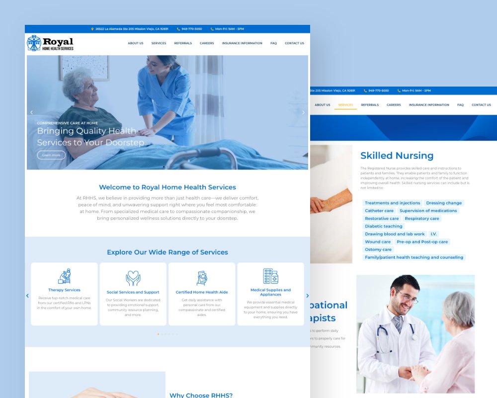 BrainboxS's tweet photo. 🎉 We’ve completed the new Royal Home Health Care website! 🌐 With a fresh, user-friendly design, it’s now easier than ever to access quality care and services. Stay tuned for the official launch! #WebDesign #Healthcare #Innovation #BrainboxDesign https://t.co/oXHpJZji7J