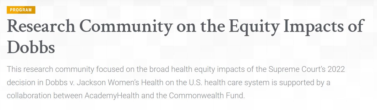 AcademyHealth (@academyhealth) on Twitter photo We're seeking researchers to explore the health equity impacts of the Dobbs decision in a new <a href="/AcademyHealth/">AcademyHealth</a>, <a href="/SocietyFP/">Society of Family Planning</a>, and @CommonwealthFnd research community. Apply today! academyhealth.org/about/programs… We're seeking researchers to explore the health equity impacts of the Dobbs decision in a new <a href="/AcademyHealth/">AcademyHealth</a>, <a href="/SocietyFP/">Society of Family Planning</a>, and @CommonwealthFnd research community. Apply today! academyhealth.org/about/programs…