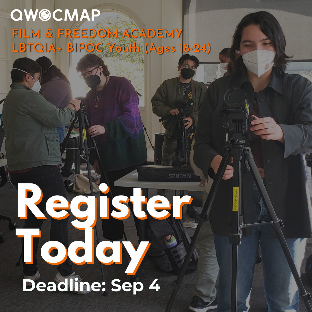 2 weeks left to register! Film &amp; Freedom Academy Youth ages 18-24:
- FREE training + gear access
- $500 stipend
- Screen at the Queer Women of Color Film Festival 
- ASL interpretation + wheelchair accessible
- Masks + air filtration + rapid PCR tests

qwocmap.org/make-films/fil…