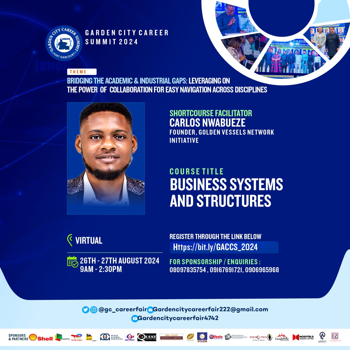 GC_Careerfair's tweet photo. ๐๐ Donโt Miss the Business Systems and Structures Short Course!๐
All other short courses will follow as planned from 27th to 28th August, 2024.
๐ Register now:https://t.co/9KuvMcLsTN
#GACCS2024 #BusinessSystems #ShortCourses #CareerGrowth #PHCEvents https://t.co/oBuBLzpNQZ