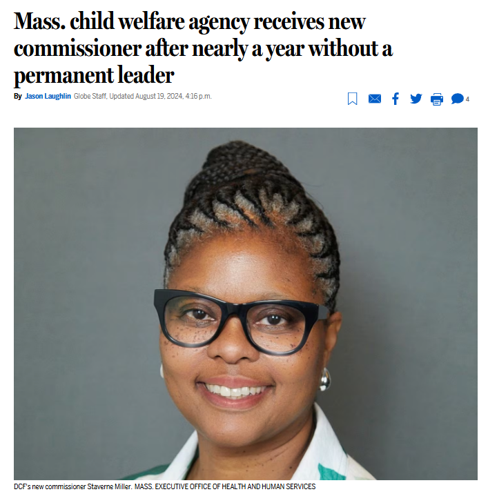 childrensleague's tweet photo. Yesterday, Staverne Miller was officially appointed as the permanent Commissioner of DCF.

"The agency needed a permanent top executive to tackle “the big challenges of #childwelfare,” said Rachel Gwaltney, Executive Director of CLM. 

https://t.co/pCPLtwCXwK
@BostonGlobe #mapoli https://t.co/djzU6Kvdv9