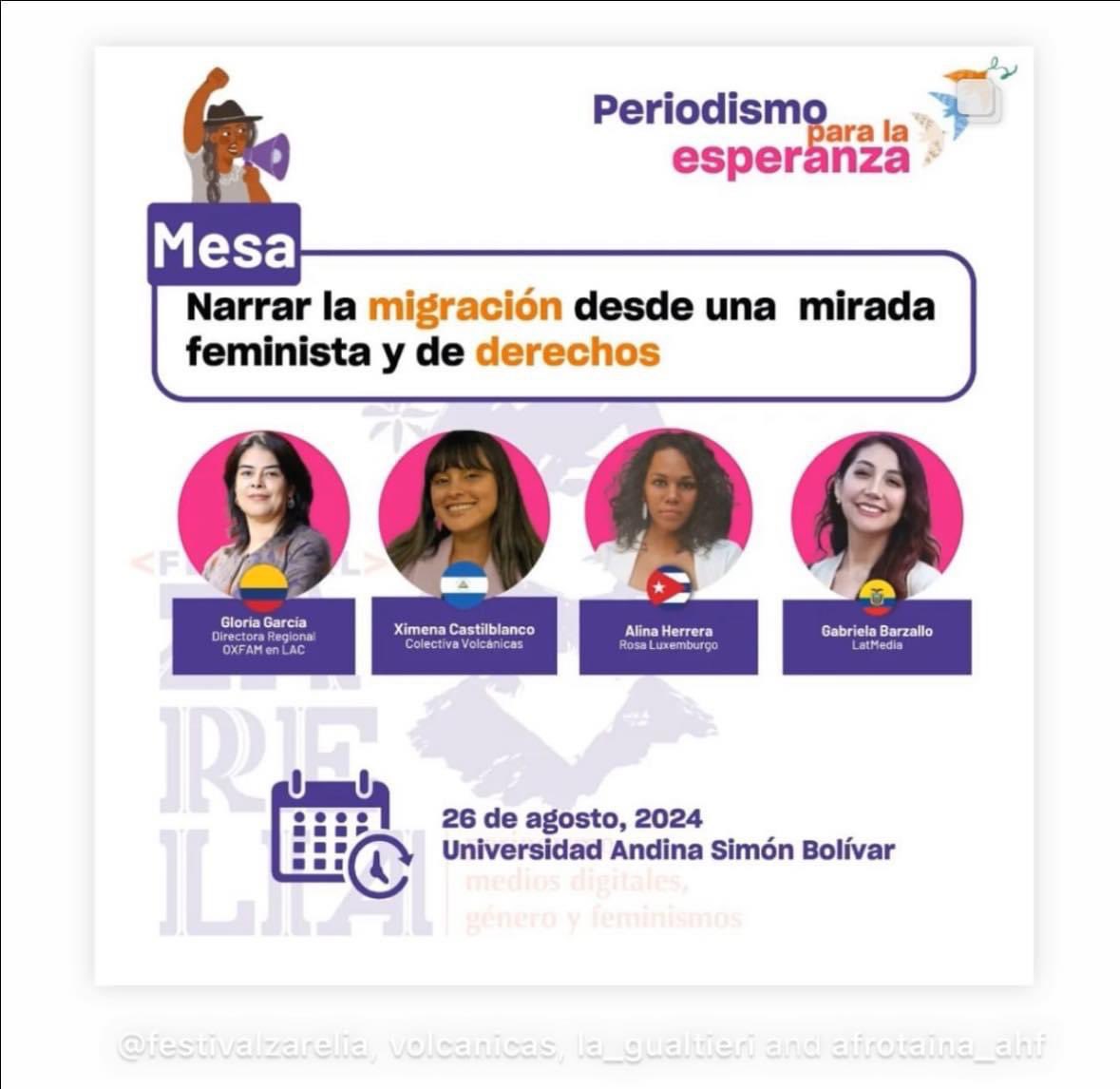 Gabriela Barzallo (@gabybarzallo) on Twitter photo Qué emoción ser ponente en el <a href="/FestivalZarelia/">Festival Zarelia</a> - un espacio dedicado al periodismo feminista en Latinoamérica 💜 y compartir con periodistas de toda la región.
Pueden consultar la agenda completa y registrarse gratuitamente aquí: festivalzarelia.com
¡Nos vemos allí! ✨ Qué emoción ser ponente en el <a href="/FestivalZarelia/">Festival Zarelia</a> - un espacio dedicado al periodismo feminista en Latinoamérica 💜 y compartir con periodistas de toda la región.
Pueden consultar la agenda completa y registrarse gratuitamente aquí: festivalzarelia.com
¡Nos vemos allí! ✨