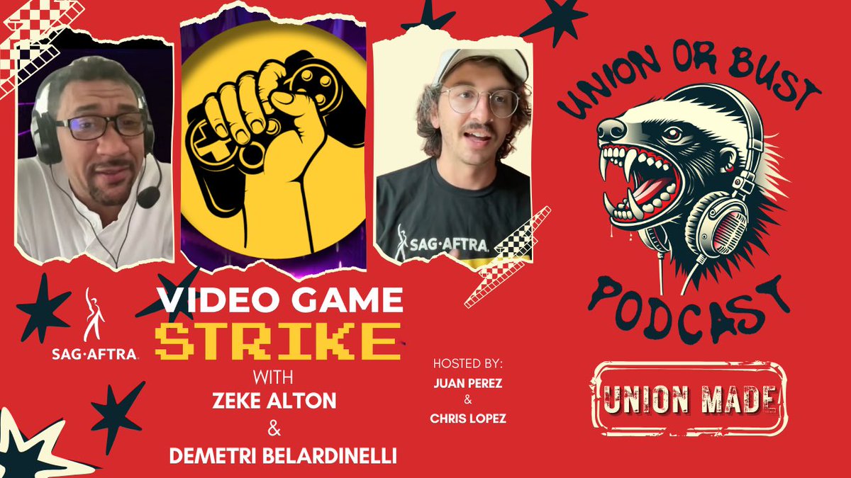 UnionOrBustPod's tweet photo. New episode drop! SAG-AFTRA video games strike. #solidarity #strike

https://t.co/nqONOVssnb https://t.co/klhoyCYQBu
