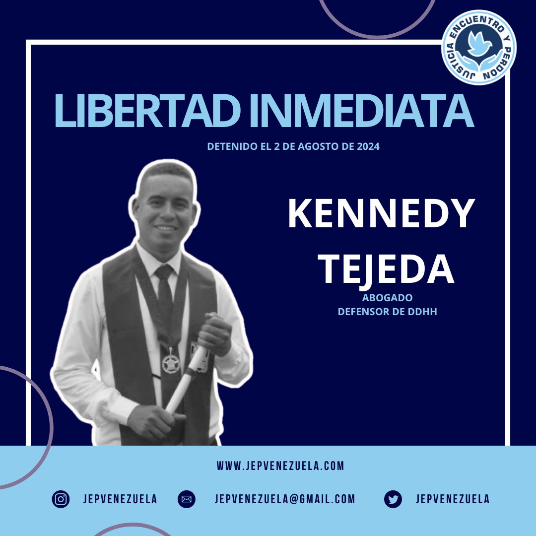 JEPvzla's tweet photo. Kennedy Tejeda es un joven abogado, defensor de #ddhh  del Foro Penal, y vive del libre ejercicio de la profesión,  además es mototaxista. Fue detenido el #2Ago en Montalbán, estado Carabobo, cuando intentaba asistir a personas detenidas por protestar a los fines de brindar asistencia jurídica gratuita y defender sus derechos humanos.     Exigimos su libertad inmediata e incondicional    #LibertadParaKennedy #JusticiaYLibertad