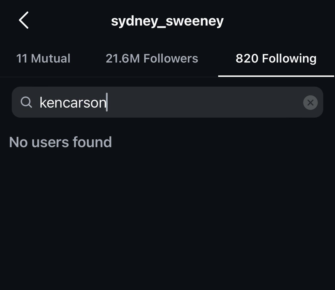 therealugs's tweet photo. Ken Carson wanted the hawk tuah and got demure’d 😭

Ken Carson, who was glazing Sydney Sweeney with his song of the same name “Sydney Sweeney”, got unfollowed by Sydney Sweeney recently.

L Ken Carson rizz. W Sydney Sweeney 🫡 https://t.co/xFr6akHI4z
