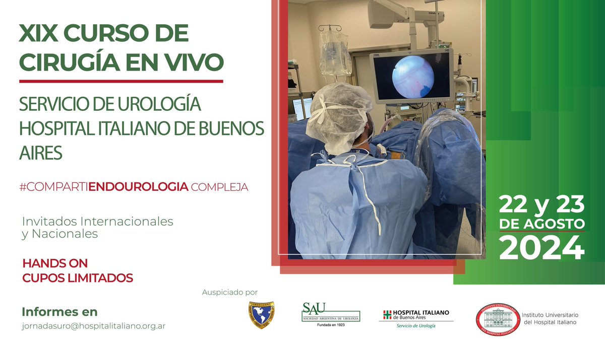 A solo dos días del “XIX Curso de Cirugía en Vivo” del <a href="/UroHIBA/">UroHIBA</a> #HospitalItalianoBuenosAires

Los esperamos junto a:
<a href="/ceciliacracco/">cecilia</a> <a href="/FullaJuan/">Dr. Juan Fulla; MD; MSc</a> <a href="/MBaptistussi/">Marcelo Baptistussi</a> <a href="/scoffonecesare/">scoffone cesare</a> <a href="/BernardoNor9/">Norberto Bernardo</a> <a href="/PabloNContreras/">Pablo Contreras</a> <a href="/hsanguinetti/">Horacio Sanguinetti</a> <a href="/nbillordo/">Nicolás Billordo Peres</a> <a href="/DrValladaresP/">Dr. Pablo Valladares - Urólogo 🇦🇷</a> <a href="/CostabelDr/">Dr Ignacio Costabel</a>  <a href="/rojuaneda/">Rodrigo Juaneda</a> <a href="/LauraMouro4/">Laura Mouro</a>