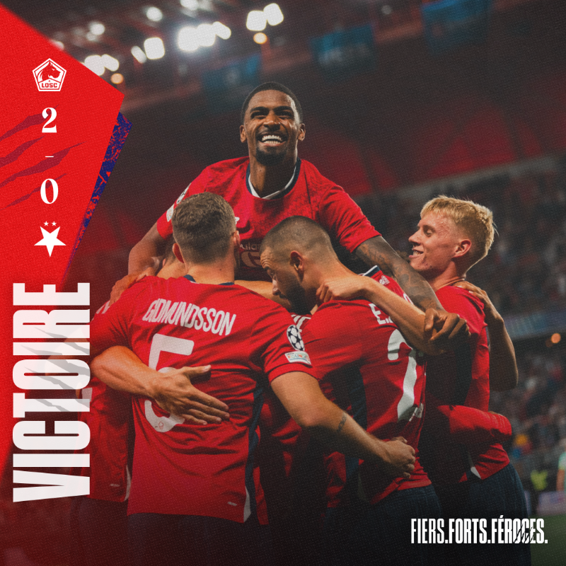 losclive's tweet photo. Très belle victoire du LOSC dans ce match aller face au Slavia Prague, 2-0 grâce à David et Zhegrova.

Il faudra terminer le travail mercredi prochain à Prague pour accéder à la prestigieuse @ChampionsLeague 👊

#LOSCSLA 2-0 I 90'