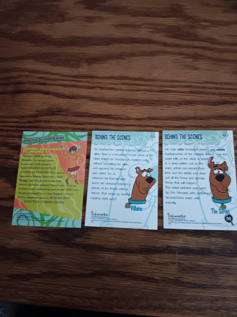 kidwell_sean2's tweet image. Scooby-Doo Series 52: Scooby-Doo Video TV Movies 3, Scooby-Doo Behind The Scenes 58: Villains &amp;amp; Scooby-Doo Behind The Scenes 60: The Script from Inkworks Scooby-Doo! Mysteries And Monsters Premium Trading Cards #tradingcardtuesday