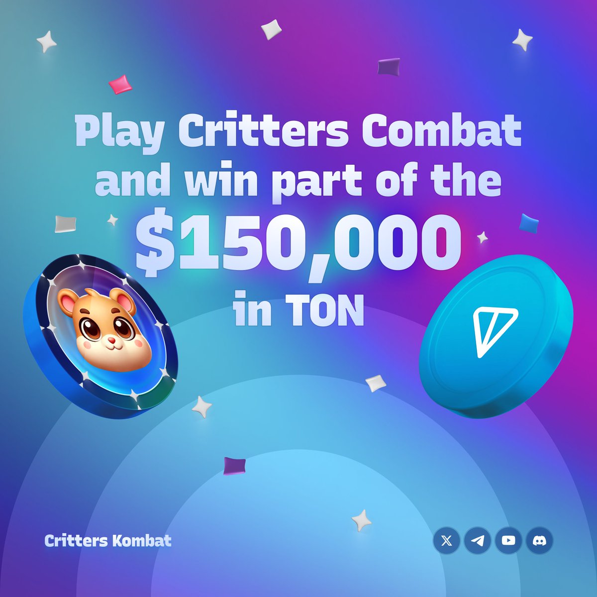 🚀 Ready to win big? 

Play Critters Kombat and grab your share of the $150,000 in $TON! 🎮

t.me/CrittersKombat…

💰So, play Critters Kombat and win @TON... probably nothing!💎👀

#CrittersKombat #TapToEarn #CryptoGaming #CBT