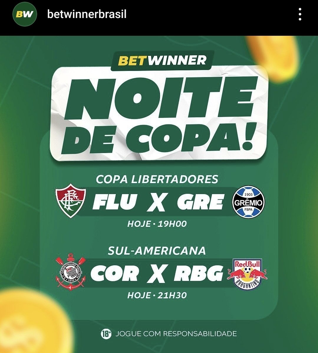 ModestoVini's tweet photo. Fala, galera!
Noite de Copas Libertadores e Sul-Americana! Quem pode ganhar com isso são vocês a partir do momento que seja feito o cadastro na @BetwinnerBrasil com meu link de boas-vindas. Clique aqui: https://t.co/tjI83JrqtH

#betwinner
#Libertadores 
#sulamericana https://t.co/pFQiHxUtmY