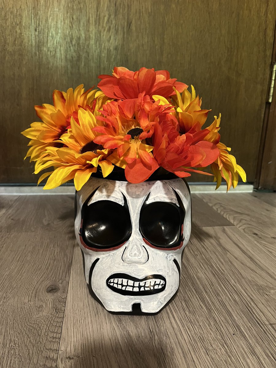 _PrettyOk_'s tweet photo. Hand painted these planters. Added some flowers. Planthausen Sommerhausen @DanhausenAD Plantagon @PENTAELZEROM @reymysterio https://t.co/tPtNLfw8VU