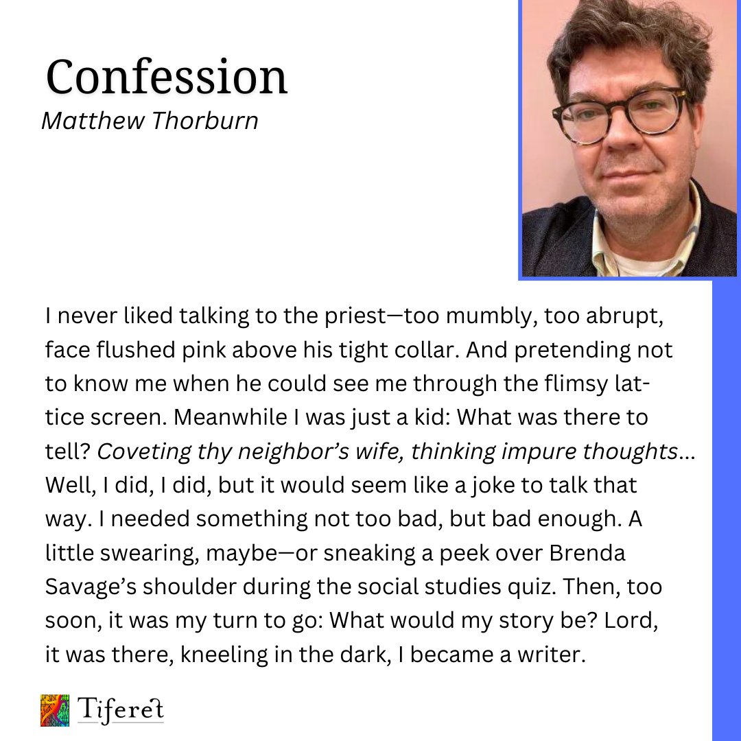 A powerful example of how even the uncomfortable parts of religion can inspire us. Our spiritual practices evolve over time, much like our identities. Read Matthew’s poem and more in our Spring/Summer 2024 issue: tiferetjournal.com/spring-summer-… #spiritualpoetry