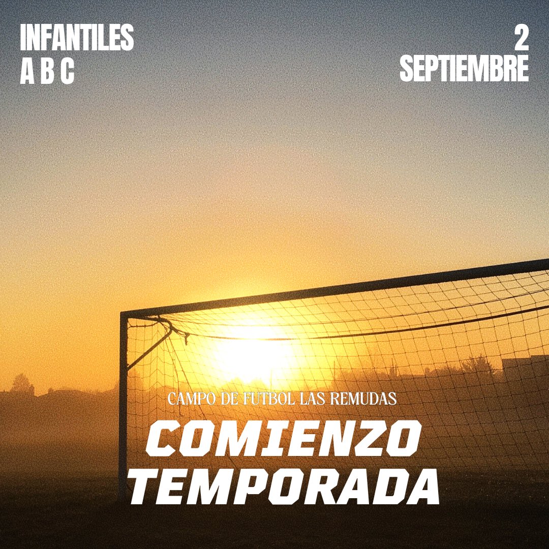 FCLAGARITA's tweet photo. ¡El 2 de septiembre arranca la temporada para nuestros infantiles! 💪⚽

📅 Fecha: 2 de septiembre
⏰ Hora: 18:30
📍  Lugar: Campo de fútbol Las Remudas

#vamosgarita https://t.co/9onFT76lcl