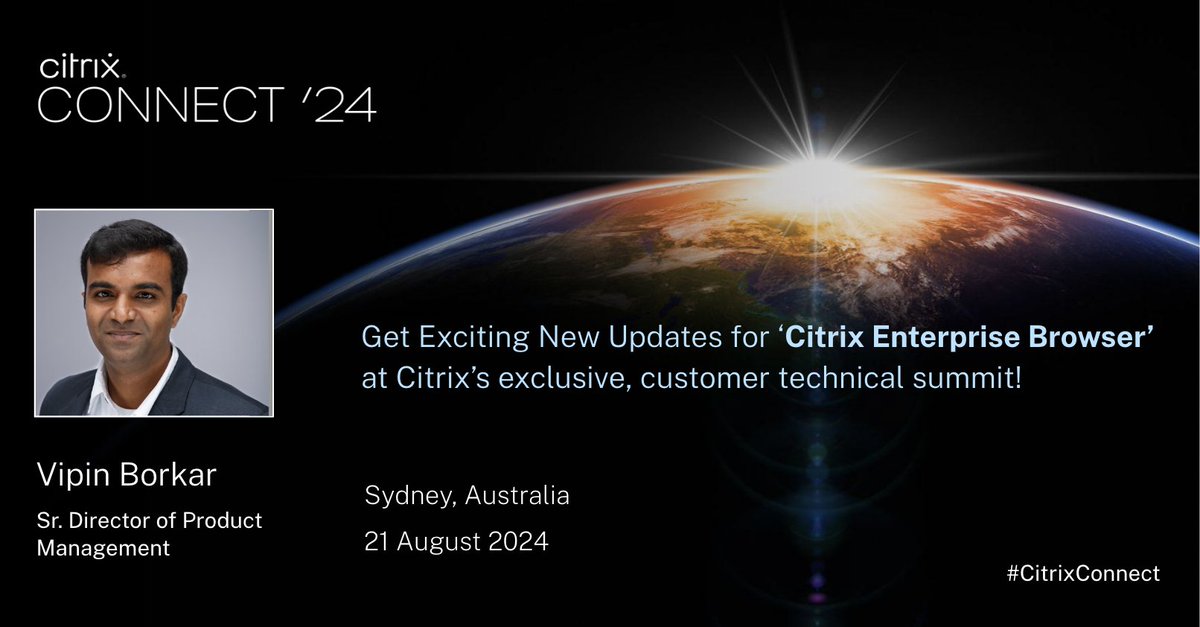 Get lots of exciting new updates on the 'Citrix Enterprise Browser' at Sydney Connect event at the iconic Opera House today! #CitrixPlatform #ZeroTrust #EnterpriseBrowser #CEB