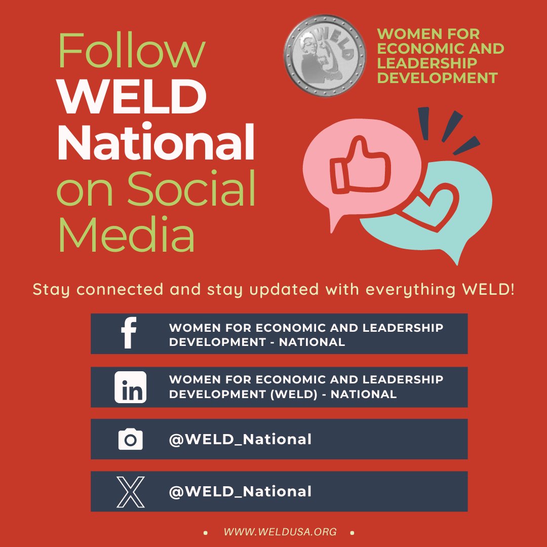 Stay connected with WELD National! Follow @weld_national on all our social media channels to stay updated on empowering events, inspiring stories, and the latest news. Let’s continue to uplift, empower, and lead together. 💪✨ 

#WELDUSA #FollowWELD #StayConnected