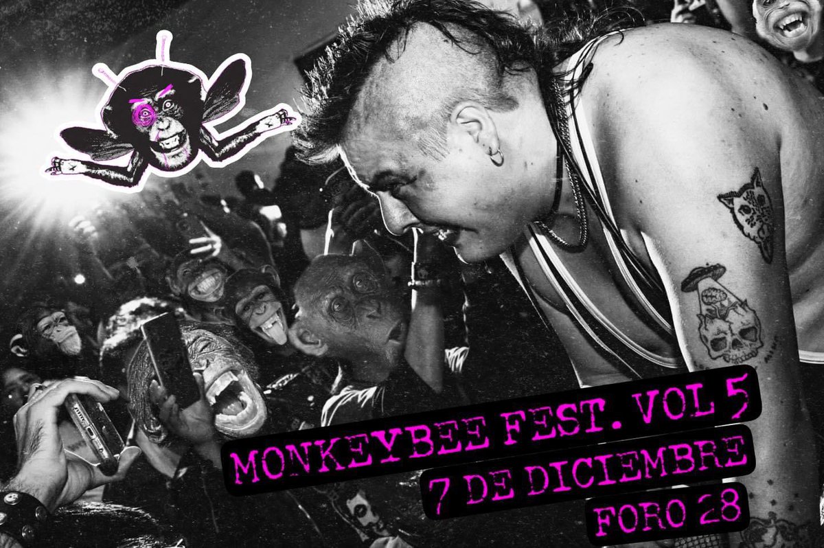 HF (@highfrequencym) on Twitter photo Cartelazo final del <a href="/MonkeyBeeFest/">MonkeyBee Festival</a>.
Toody Cole (Dead Moon), Hunx And His Punx, <a href="/meatbodies/">MEATBODIES</a> encabezan esta quinta edición 🐒🐝.
🗓️ 7 de diciembre
📍 Foro Veintiocho
🎫 tinyurl.com/MonkeyBeeVol5 Cartelazo final del <a href="/MonkeyBeeFest/">MonkeyBee Festival</a>.
Toody Cole (Dead Moon), Hunx And His Punx, <a href="/meatbodies/">MEATBODIES</a> encabezan esta quinta edición 🐒🐝.
🗓️ 7 de diciembre
📍 Foro Veintiocho
🎫 tinyurl.com/MonkeyBeeVol5