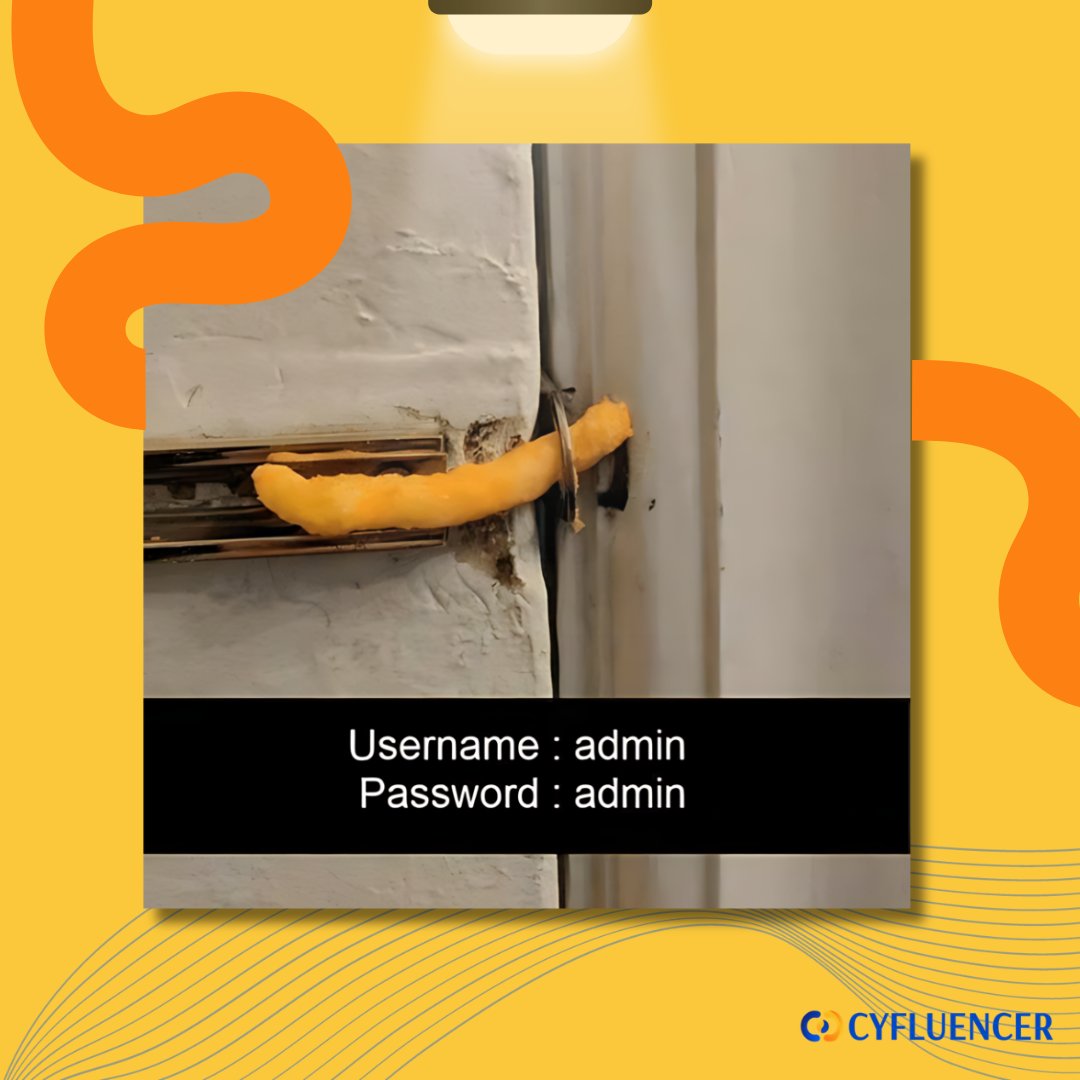 cyfluencer's tweet image. This is the kind of security that'll get you hacked faster than you can say "Cheeto." 🧀
#CyberSecurityFail #PasswordProblems #ITSupportNightmare