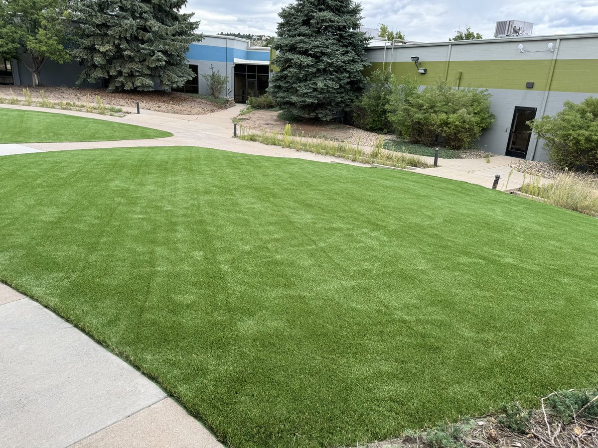 School is back in session and another beautiful project is in the books at Go Turf. This project features just over 7,000 sq ft of lush yard turf for students to utilize! courtyard at Colorado Early College located in Colorado Springs. #commercialturf#coloradospringsturf📚📐📝