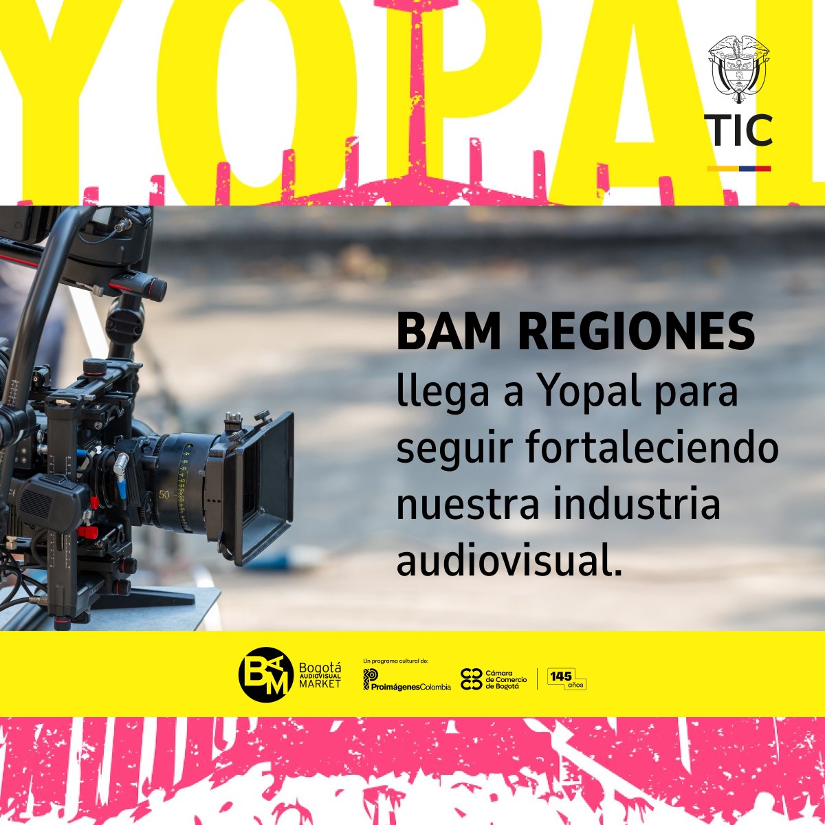 Ministerio_TIC's tweet photo. ¡Yopal se convierte en el epicentro audiovisual del 20 al 23 de agosto! 🎥 MinTIC te invita a #BAMRegiones para explorar el futuro de la televisión pública. Participa en actividades y aprende de los mejores. ¡Únete y sigamos mejorando la industria audiovisual juntos! https://t.co/Nlz5DzUjR5