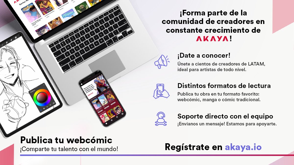 AkayaMedia's tweet photo. 📢¡Atención, creadores de webcómics! 📢

¿Tienes tu propia serie? ¡Queremos conocerla! 😍 Únete a nuestra comunidad y descubre AKAYA🌟 la plataforma latinoámericana para compartir tu webcómic con el mundo. 🌍🚀

#akayaio #webcomic #webcomicartist https://t.co/7W7EdMx4MC