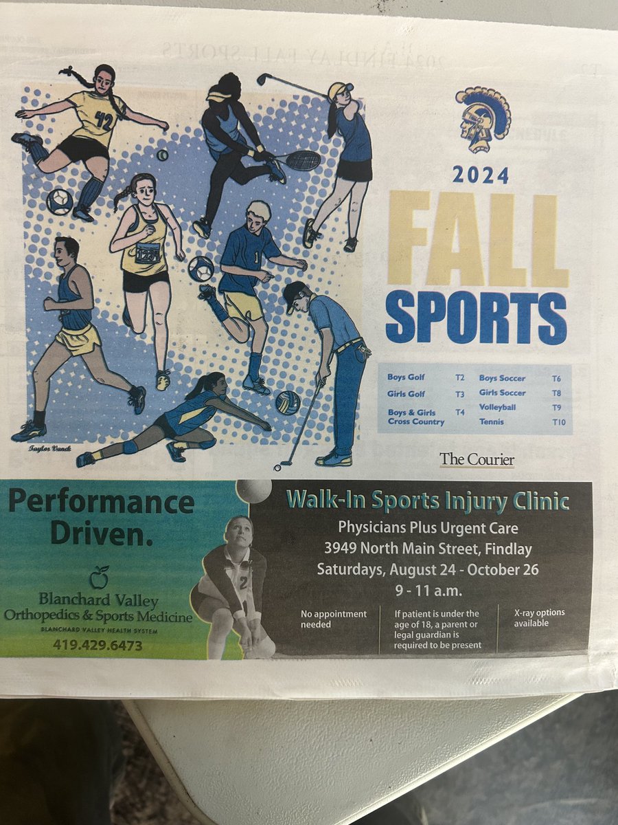 The Courier’s fall sports special section—with previews and pictures of all of Findlay High’s fall teams— will run in tomorrow’s edition.