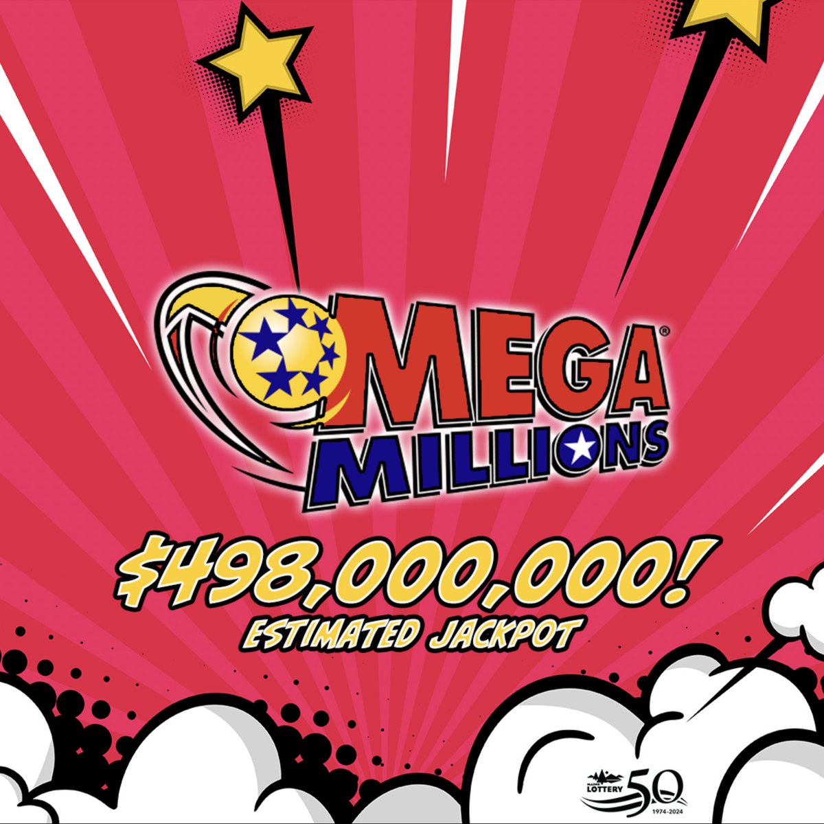 Tonight's Mega Millions – est. jackpot is up to $498 MILLION! 🤩 Get in it to win it! 💫 

mainelottery.com/games/megamill… 
 
#maine #lottery #mainelottery #megamillions #jackpot #drawing #keepitfun #playresponsibly #goodluck