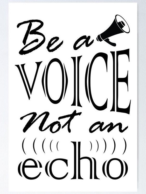 chrimelt's tweet photo. “Be a voice not an echo” is a quote I’ve used many times. Today, I’ll make a revision : Be a voice not an echo because your words will echo either for a moment or for a legacy . #knowthyimpact as you choose your words intentionally. https://t.co/MkUgZf73G0