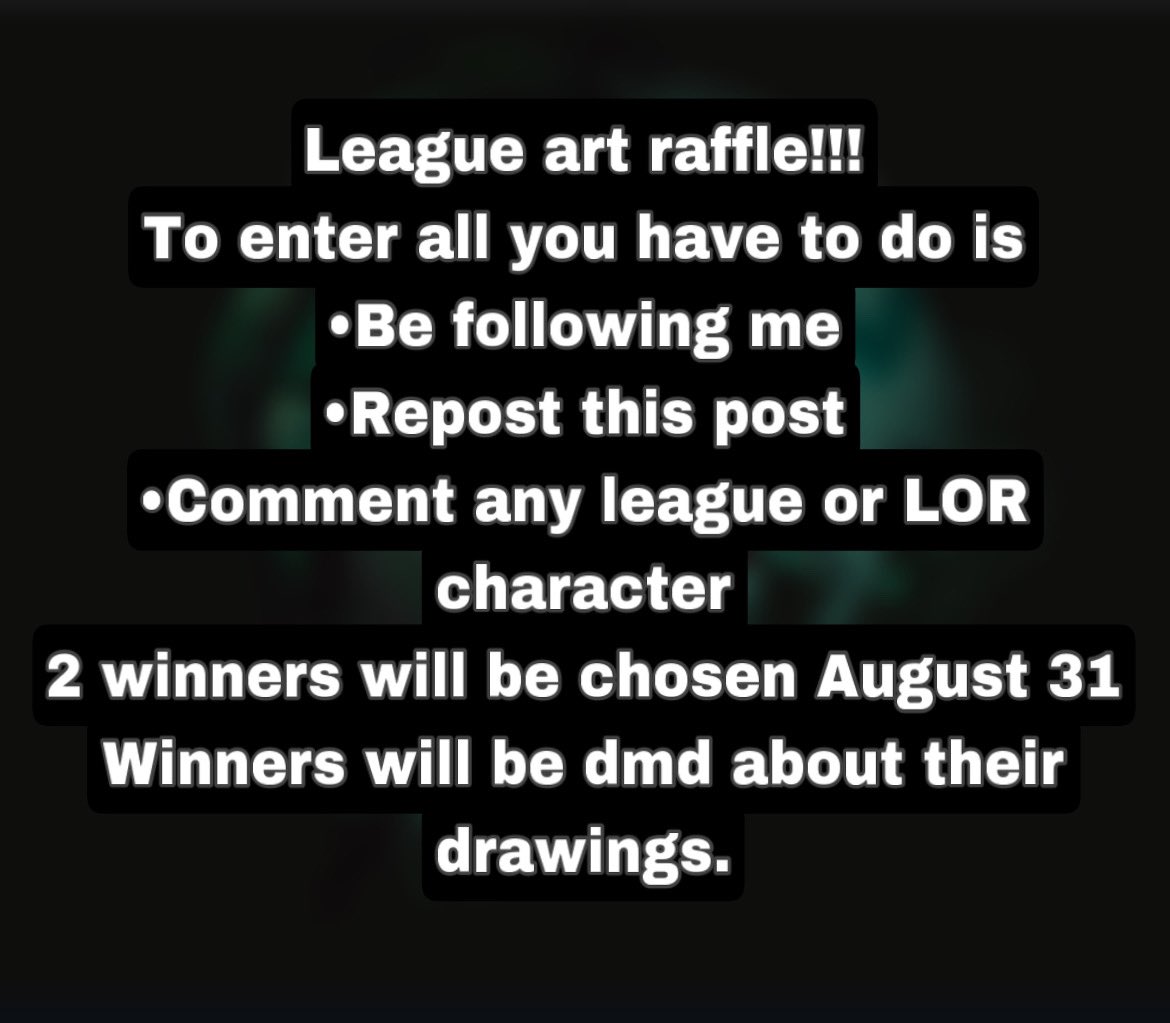 K1SM3Tz's tweet photo. League character art raffle 😎
Comment under this post to enter 
If you have any questions please ask! 
Info in the pictures⬇️ https://t.co/DVGkubAq32