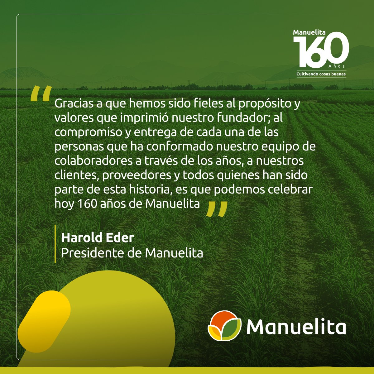 Manuelita160's tweet photo. 🗣 Para @haroldeder, pdte. de Manuelita, estos 160 años de historia representan “un recorrido que nos impulsa a seguir apostándole a un futuro sostenible para ésta y las próximas generaciones”.

Conoce más de nuestros logros👉https://t.co/AcZLOgV5Dm

#160AñosCultivandoCosasBuenas https://t.co/c399tdaCBp