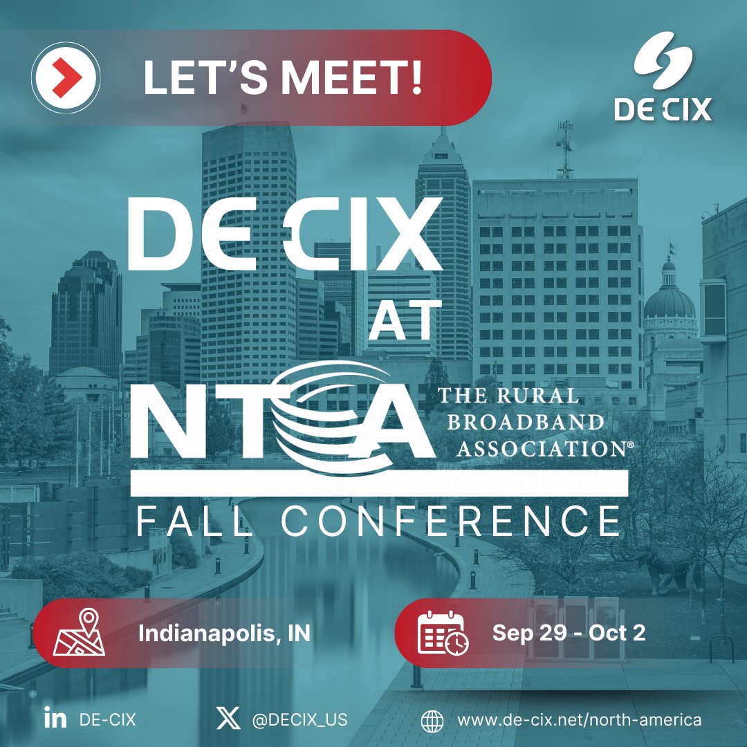 DE-CIX North America (@decix_us) on Twitter photo #RTIME24 feels like a year ago! Looking forward to seeing friends and making new ones at the <a href="/NTCAconnect/">NTCA-The Rural Broadband Association</a> Fall Conference in Indianapolis at the end of September. Let's meet! ntca.org/events-educati… #RTIME24 feels like a year ago! Looking forward to seeing friends and making new ones at the <a href="/NTCAconnect/">NTCA-The Rural Broadband Association</a> Fall Conference in Indianapolis at the end of September. Let's meet! ntca.org/events-educati…