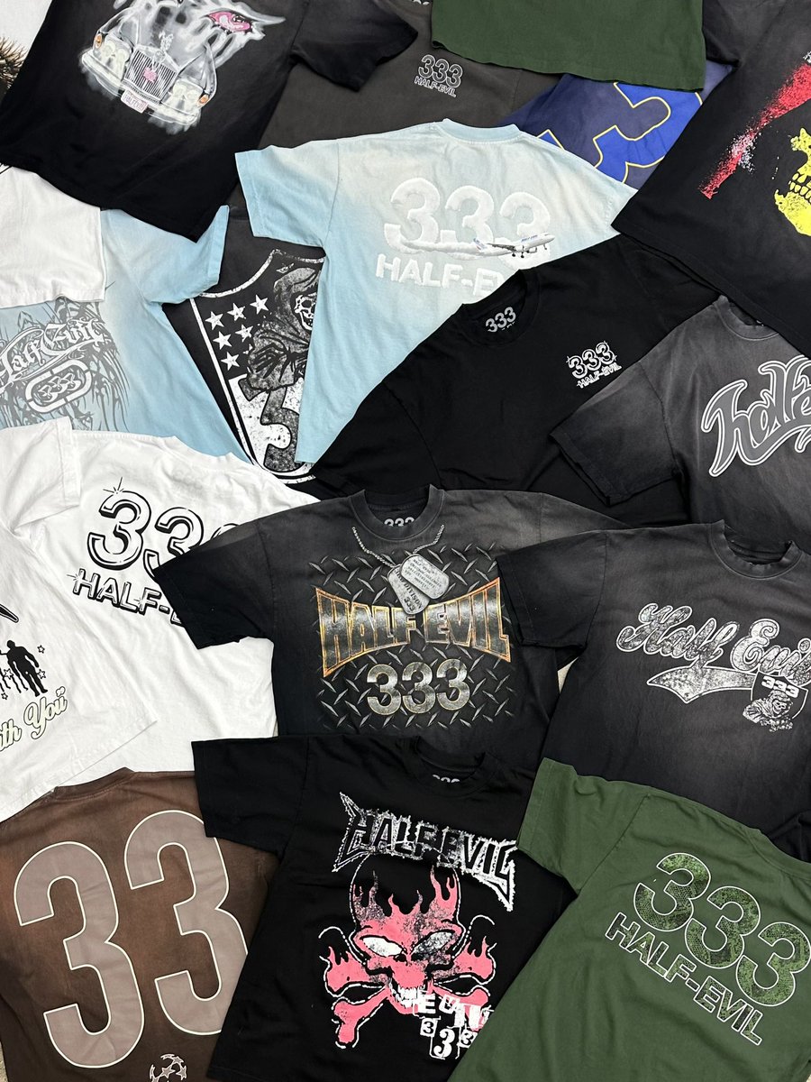 HALFEVILCO's tweet photo. A CLOSER LOOK AT TEES FROM OUR 7 YEAR ANNIVERSARY COLLECTION! https://t.co/xqhGYbr2Bj