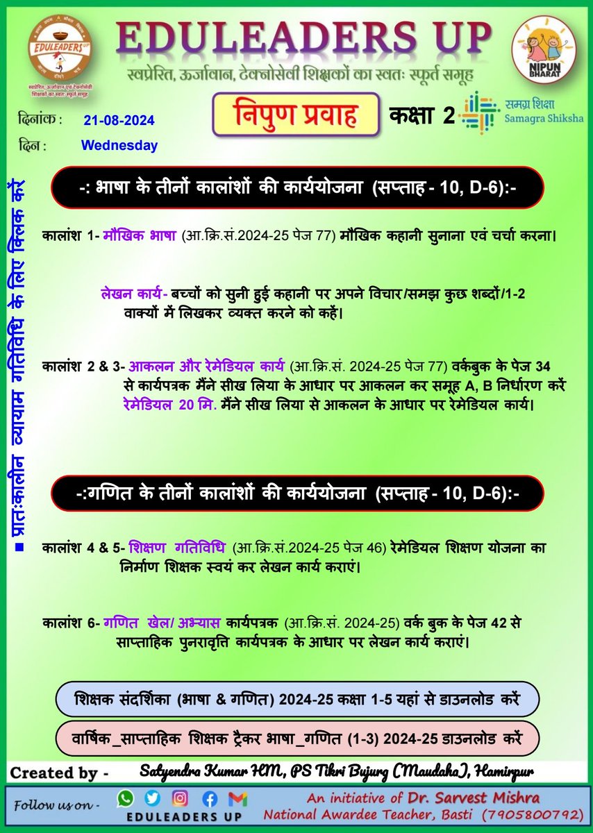 EduleadersU's tweet photo. #निपुण_प्रवाह
#स्कूल_रेडिनेस_गतिविधि
#भाषा_एवम्_गणित
#संदर्शिका_अनुसार
*दिनांक:  21/08/2024*
〰️〰️〰️〰️〰️ 
#कक्षा_1_2_एवम्_3,
 #Week_10 #Day_6
〰️〰️〰️〰️〰️〰️
#निपुण_भारत_मिशन
#निपुण_यूपी
#अभ्यास_कार्य_पत्रक
@EduMinOfIndia
@thisissanjubjp
@basicshiksha_up  
@sarvestkumar https://t.co/M2i0Xgql5V