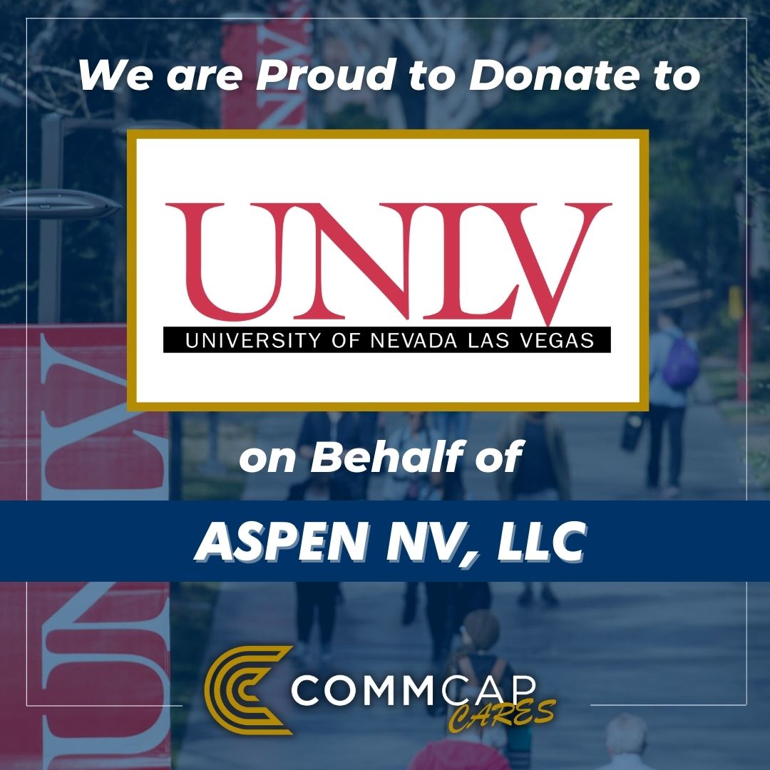 CommCapAdvisors's tweet photo. On behalf of Aspen NV, LLC, CommCap Advisors is pleased to make a donation to #UNLV through our CommCap Cares initiative.

Learn more at https://t.co/IK3IRvvWPf ❤️ 
#commcap #commcapcares #cre #giveback https://t.co/I7gVlIU6Tz