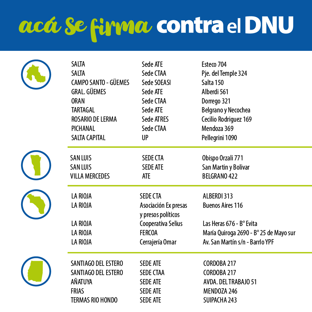 contraelDNU's tweet photo. 📍Más de 200 lugares para firmar #ContraElDNU mañana, en todas las provincias del país https://t.co/zwzsbBRJLS