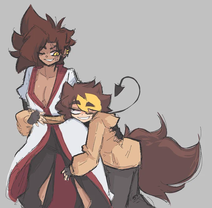 Commission for the awesome  of their OC Xochi and Cinder 