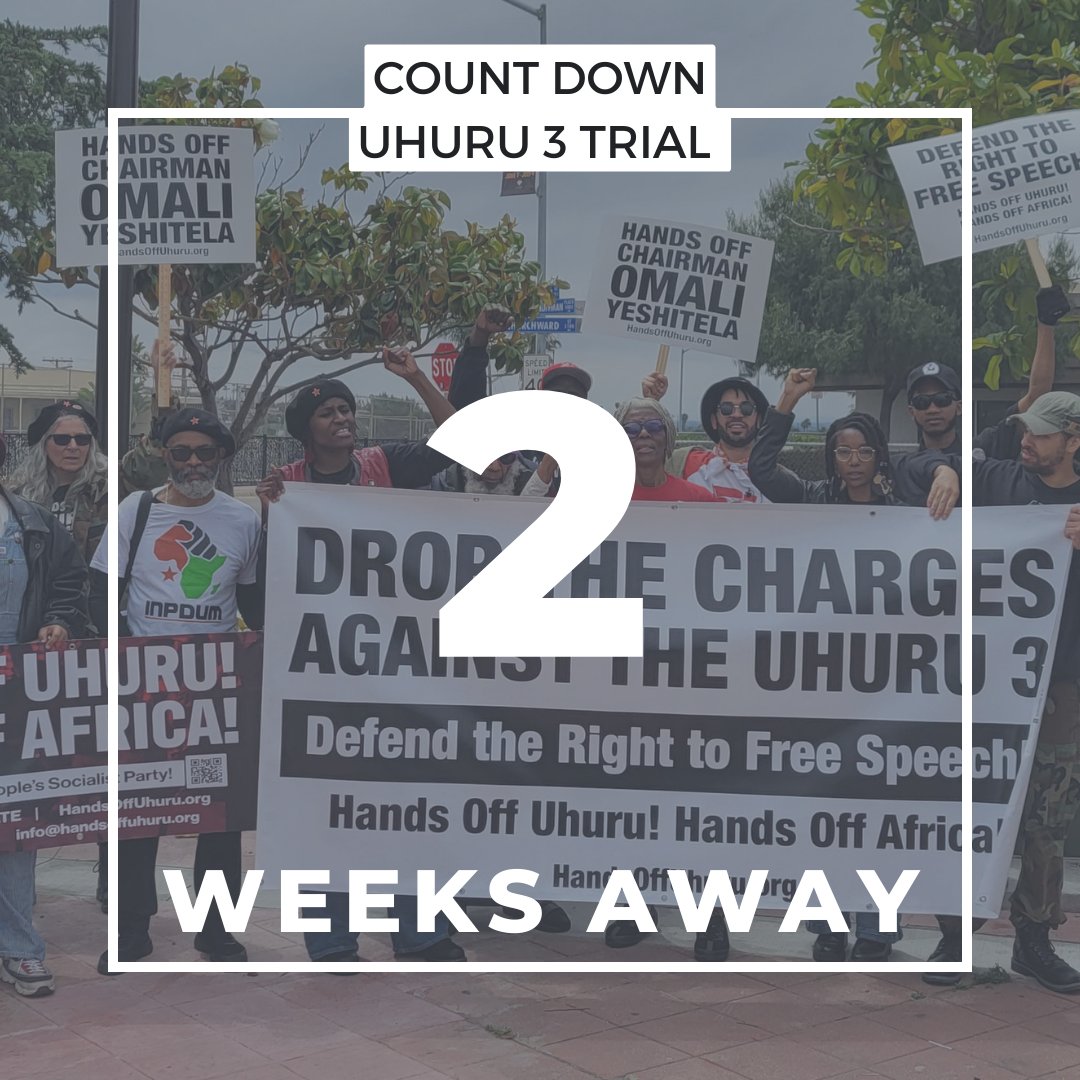 HandsOffUhuru's tweet photo. 2 WEEKS AWAY from the historic September 3 Uhuru Trial!
🗓️Mark your calendars!
💻️Visit https://t.co/sJAgDrIIkE to see how you can get involved!
#AllOutToSeptember3 https://t.co/eFnYWtm0Ia