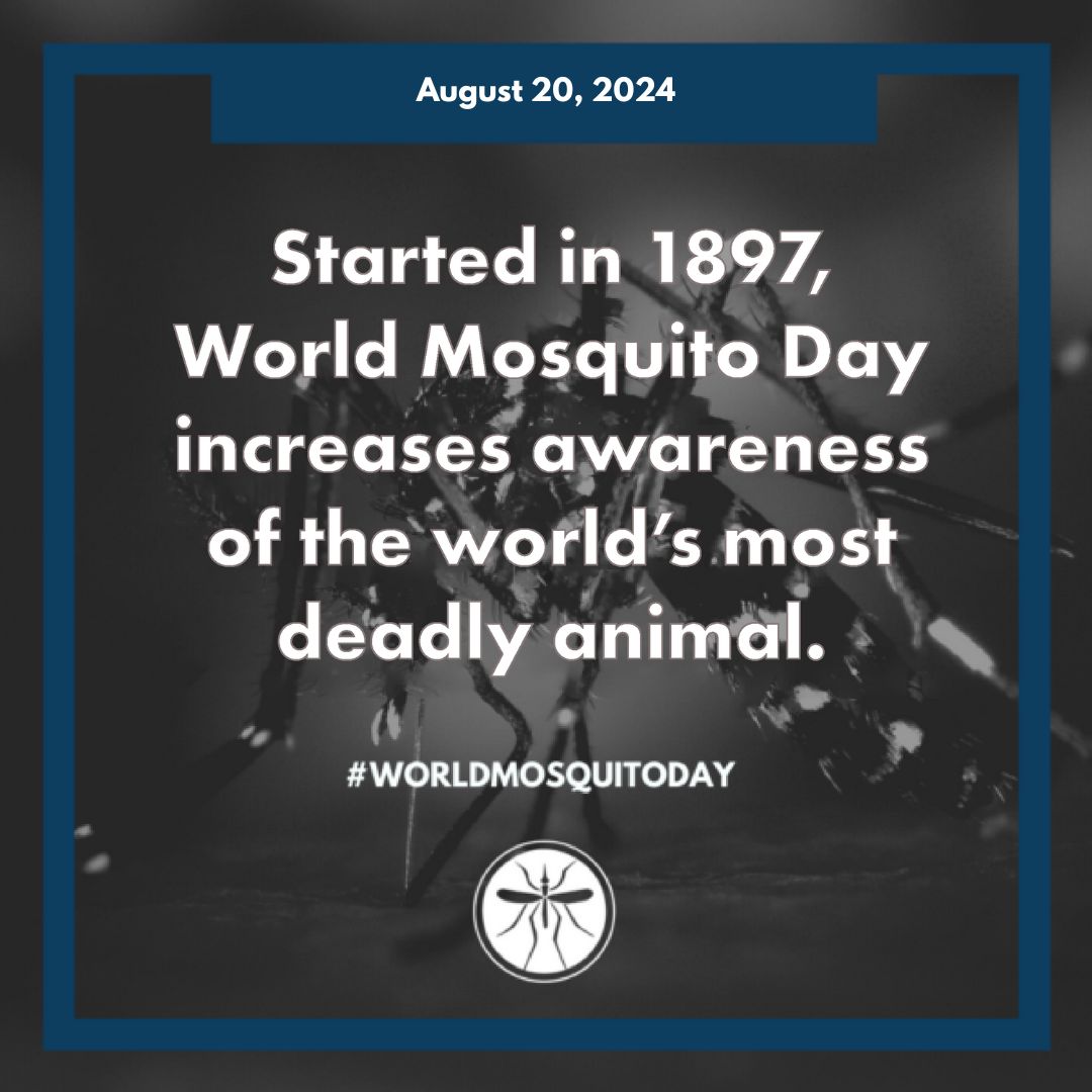 #WorldMosquitoDay, recognized on August 20, is the anniversary of the discovery that mosquitoes transmit the parasite that causes malaria. Celebrating is easy. Just #TipnToss all stagnant water &amp; wear an EPA-registered insect repellent. Let's keep the mosquitoes away.