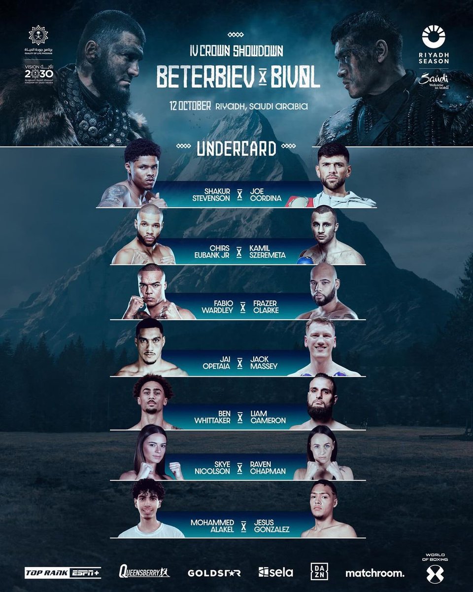 MatchroomBoxing's tweet photo. A 𝐇𝐔𝐆𝐄 night approaching 🔥 The #BeterbievBivol undercard is set! 

October 12 just got even bigger! 🇸🇦 #RiyadhSeason https://t.co/Mns04DrqwW