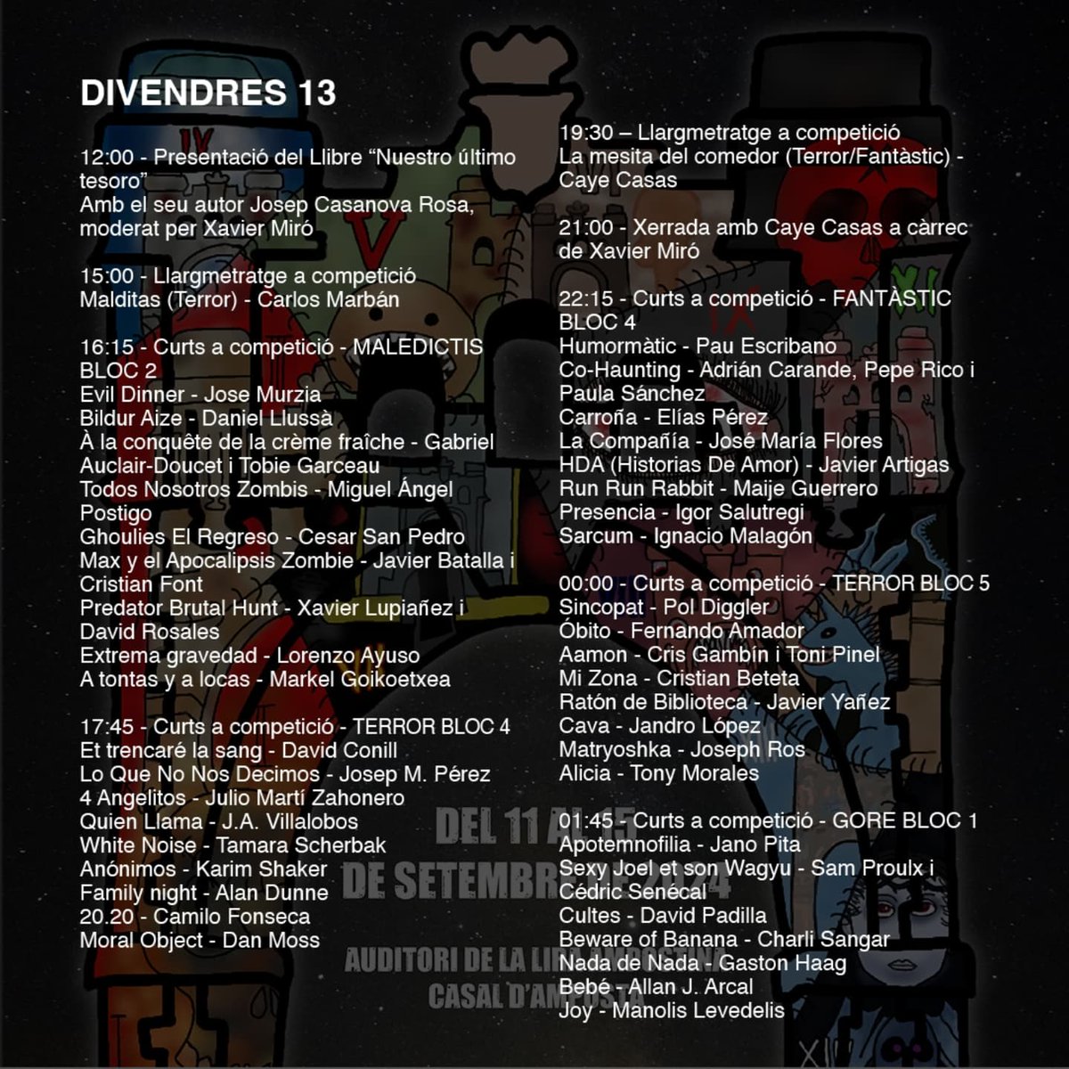 El XV Fangofest Amposta presenta el cartell d'aquesta edició, realitat per l'artista local Alba Espuny Bou, d'onze anys. És una composició dels cartells oficials de les 14 edicions anteriors.
Tot seguit teniu la programació d'aquest any.
Llarga vida al cinema!!!
#Fangofest