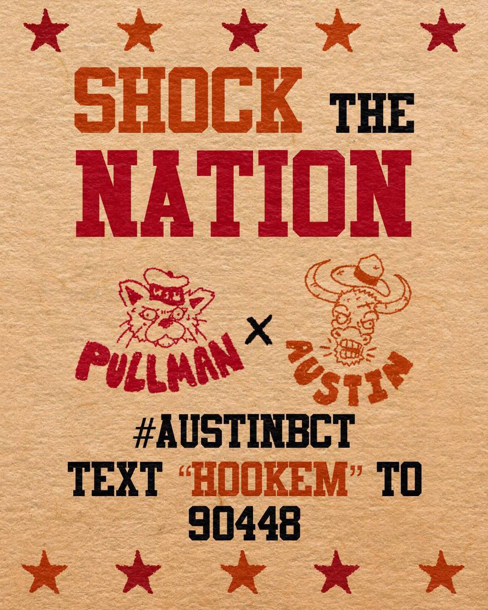 BarstoolWazzu's tweet photo. Cougs partnering with Texas!!
Text “HOOKEM” to 90448
And use #AustinBCT https://t.co/0cW1tnPpH2