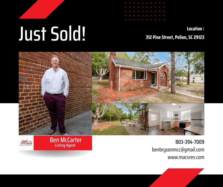 macsres's tweet photo. Congratulations to Bevan on selling his 1st ever home in Pelion, SC! Thank you so much for trusting Ben McCarter &amp; Mac's Real Estate to get this home sold for you, &amp; we wish you the best of luck with your next adventure!

#1st Home #RealEstate #MacsRES #Marketing #NewAdventures https://t.co/CxTeQeGxKQ